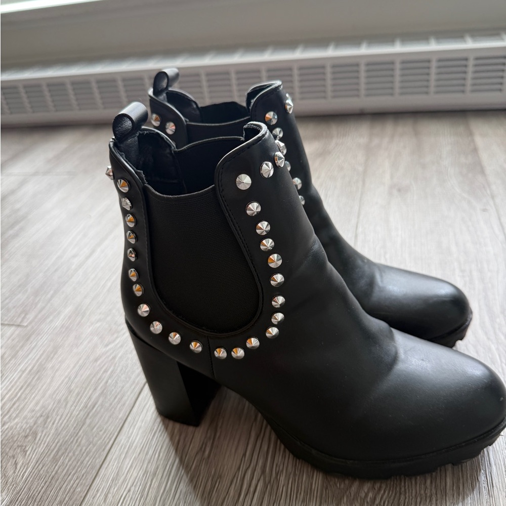 Elegant Black Studded Ankle Booties
